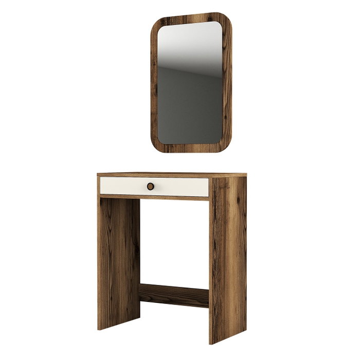 Hanah Home Lizbon Mirror Mesa de Maquillaje Nogal y Crema Hanah Home Lizbon Mirror Mesa de Maquillaje Nogal y Crema